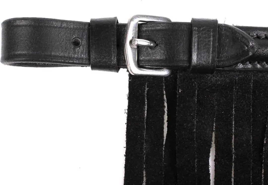 QHP Vliegenfrontriem Leer Cob - Zwart