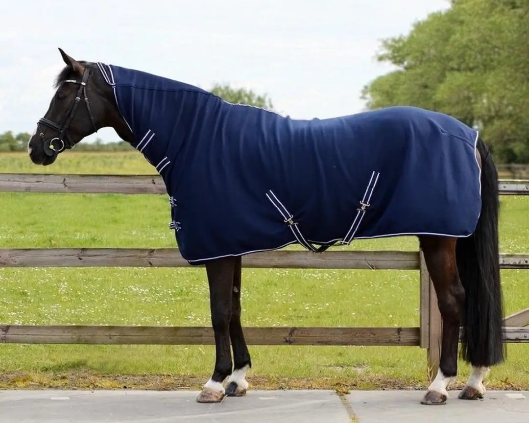 QHP Fleece Halsdeken New Basic Blauw 130cm