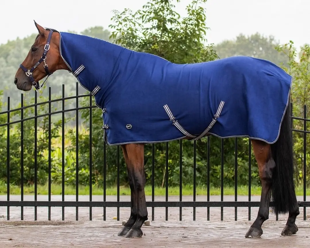 QHP Fleece Halsdeken New Basic 145cm - Blauw