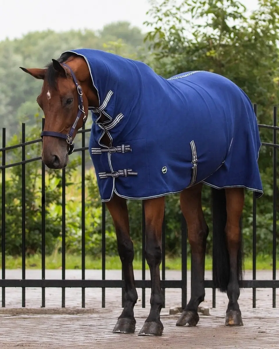 QHP Fleece Halsdeken New Basic 145cm - Blauw