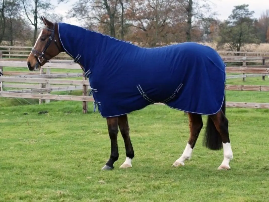 QHP Fleece Halsdeken New Basic 145cm - Blauw