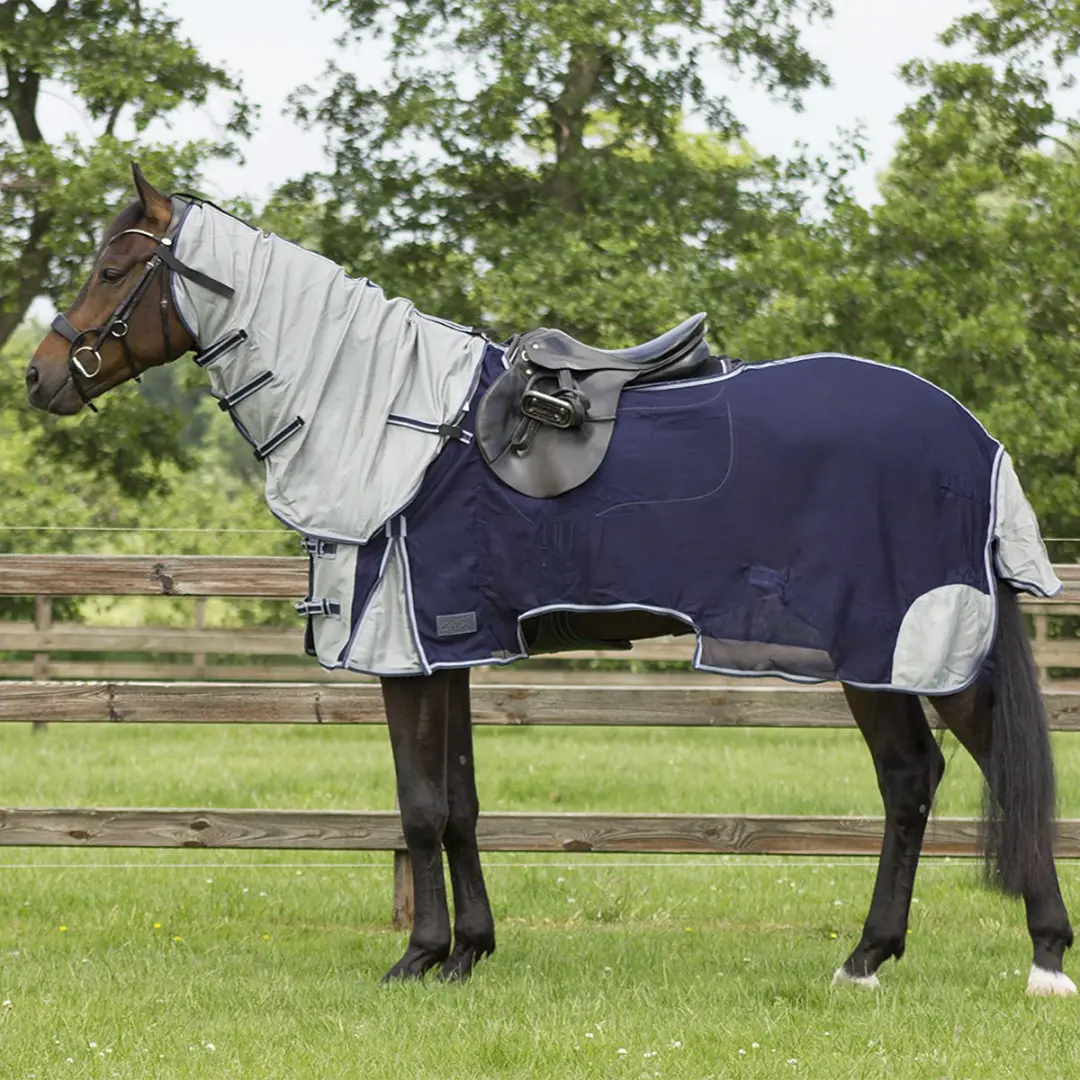 QHP Vliegen Uitrijdeken 125cm - Donkerblauw - afbeelding 6 van 6