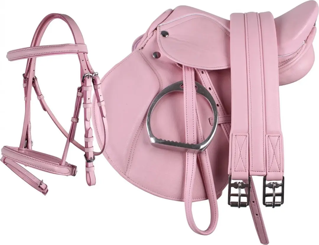 QHP Compleet Zadelset Shetlander Roze 14 inch