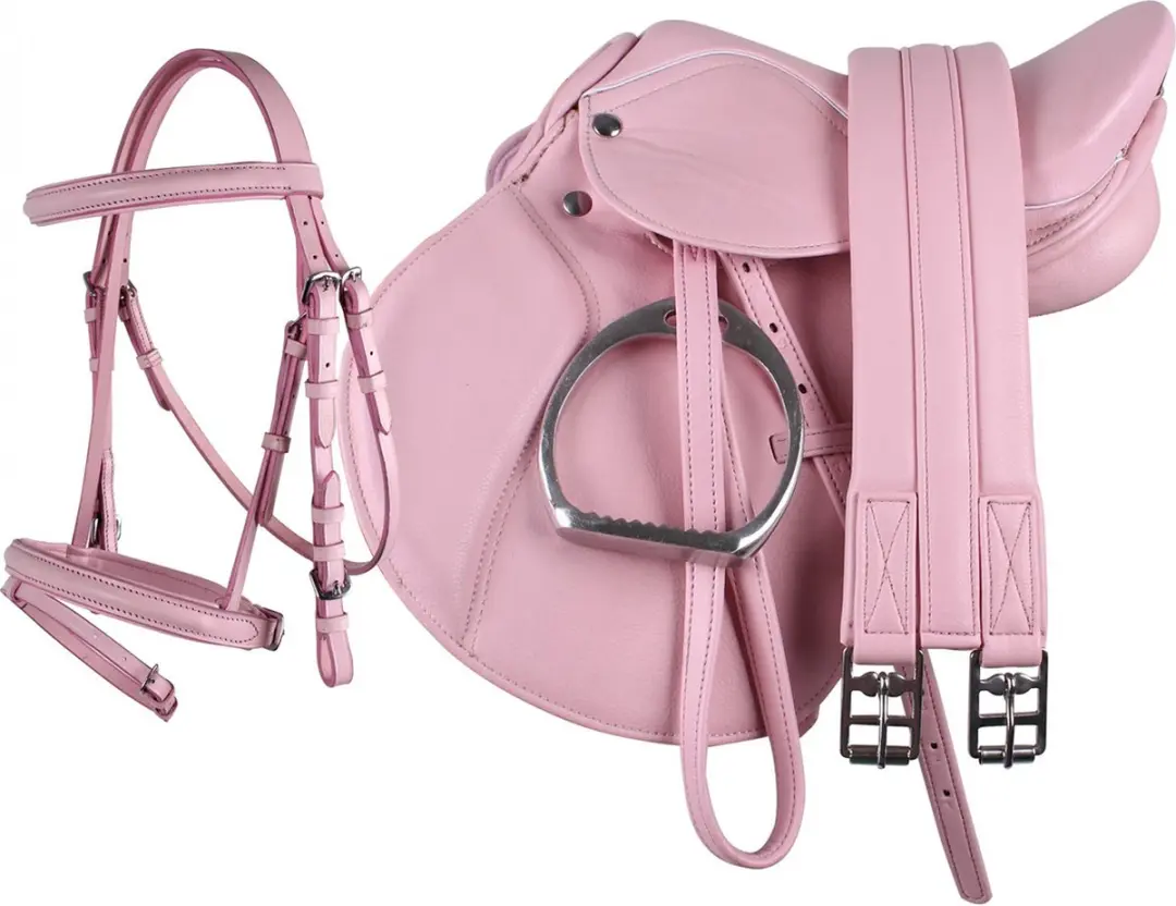 QHP Compleet Zadelset Shetlander Roze 14 inch