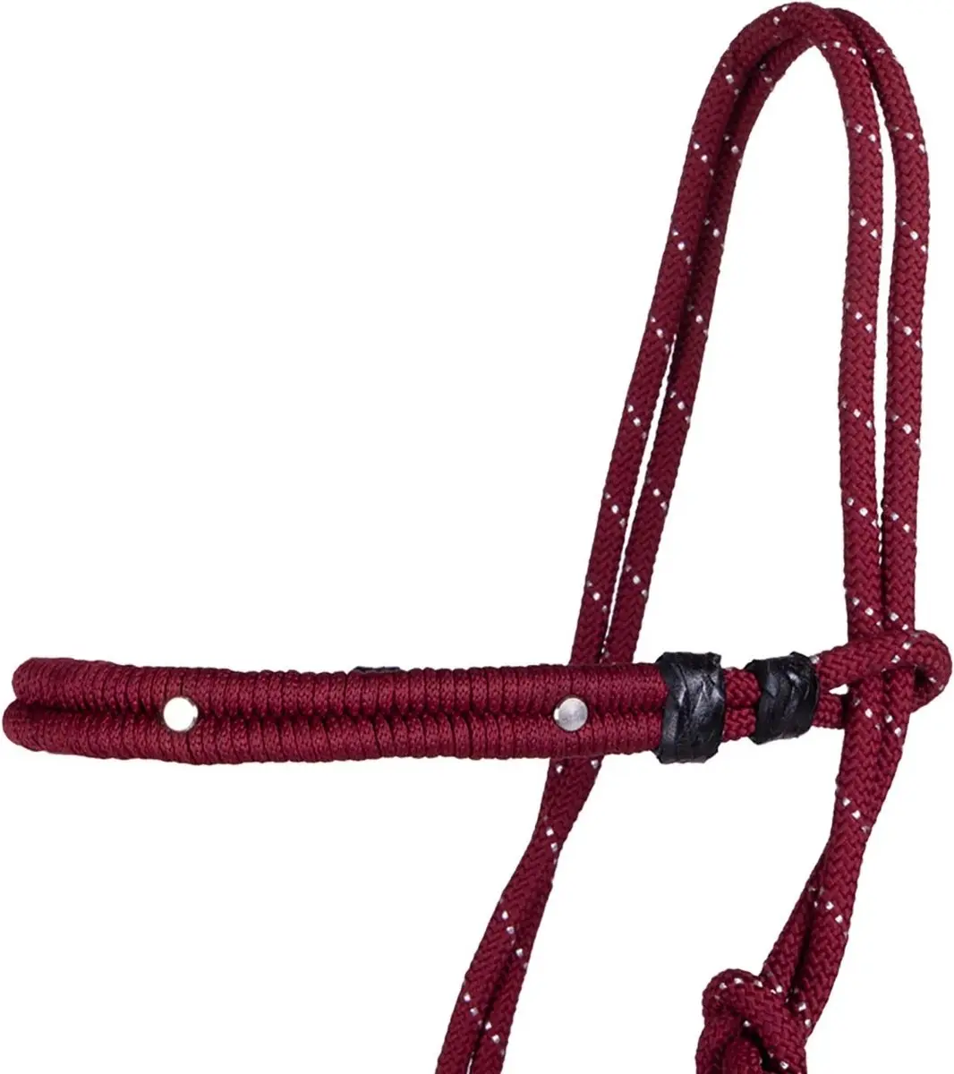 QHP Touwhalsterset Multi Donkerrood - Pony