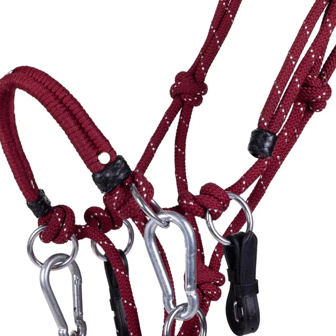 QHP Touwhalsterset Multi Donkerrood - Pony