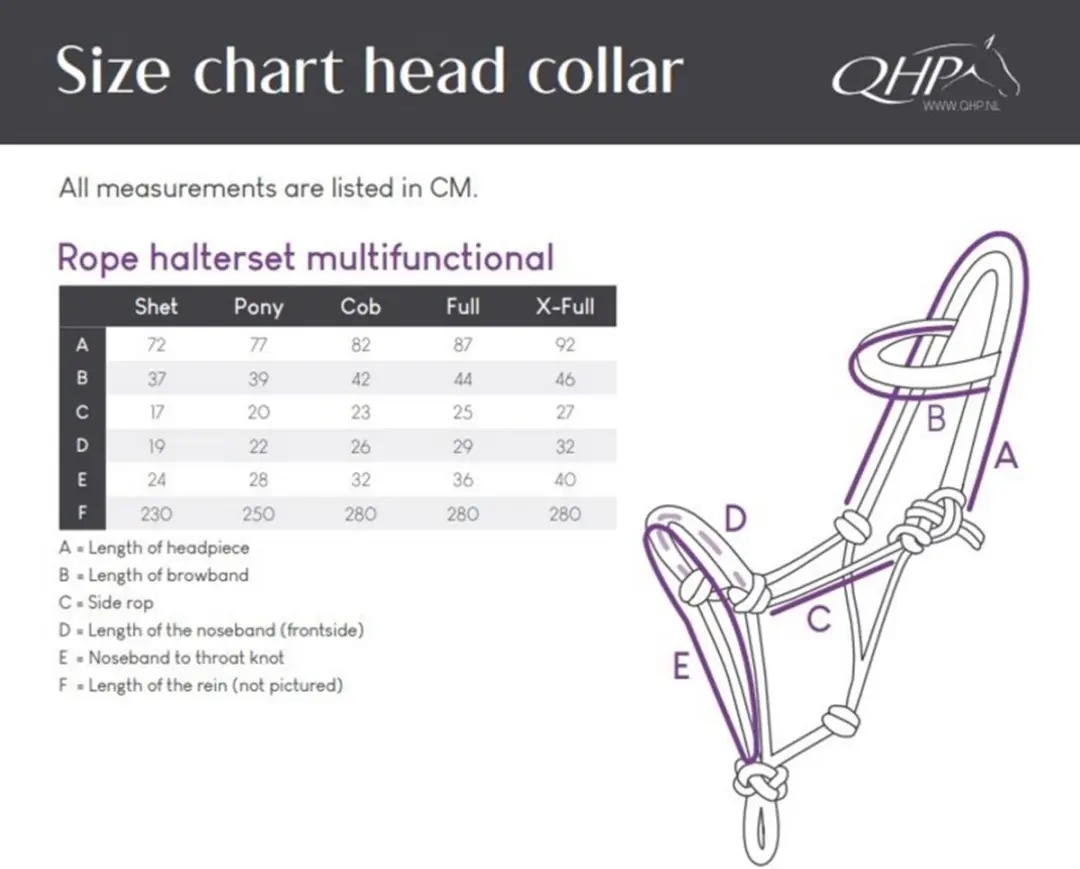 QHP Touwhalsterset Multi Donkerrood - Pony