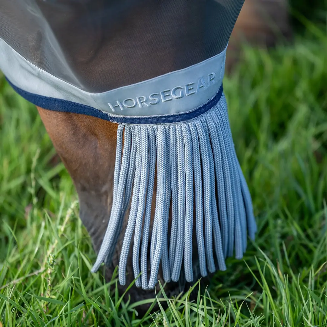 Horsegear Vliegenmasker met Oren en Franjes - Grijs