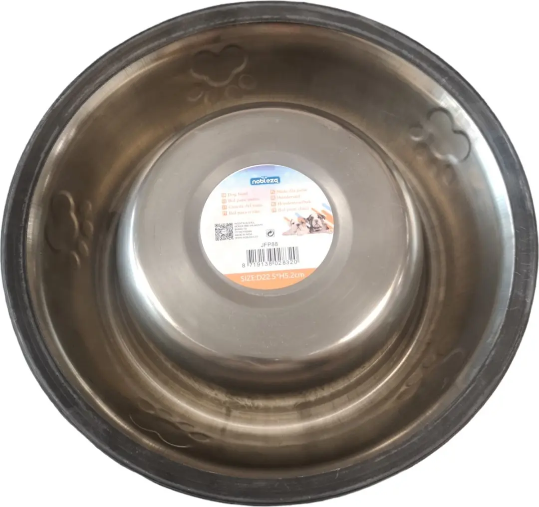 Nobleza RVS Voerbak Antislip - 710ml - Ø22,5cm - Zilver
