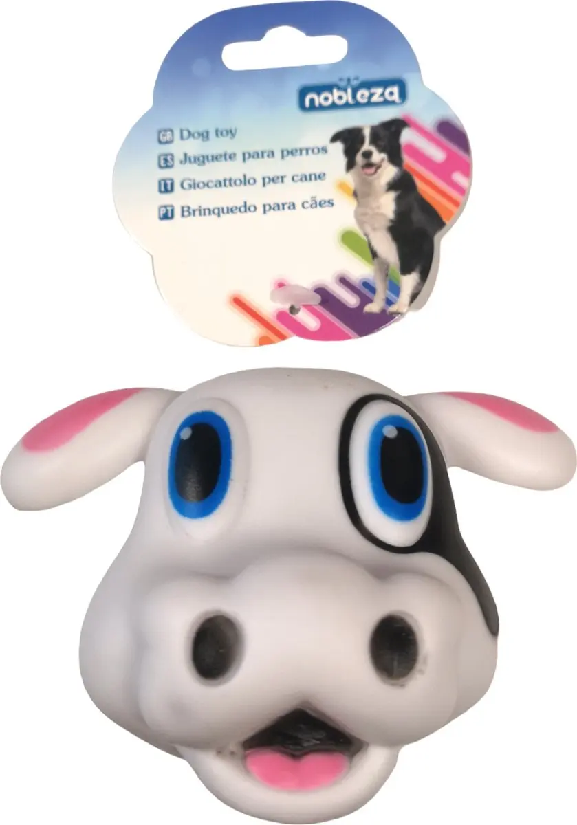 Nobleza Honden Piepspeelgoed Vinyl Koe - Wit/Zwart