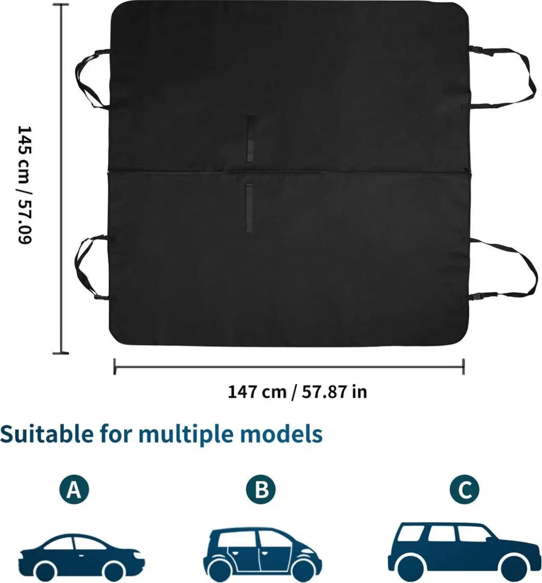 Nobleza Hondendeken Auto Beschermhoes Achterbank 147x145cm - Zwart - 2 Delen