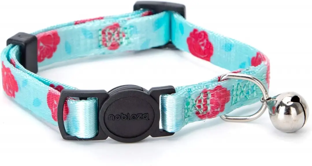 Nobleza Kattenhalsband Blauw Rozen - 20-30cm - Veiligheidssluiting