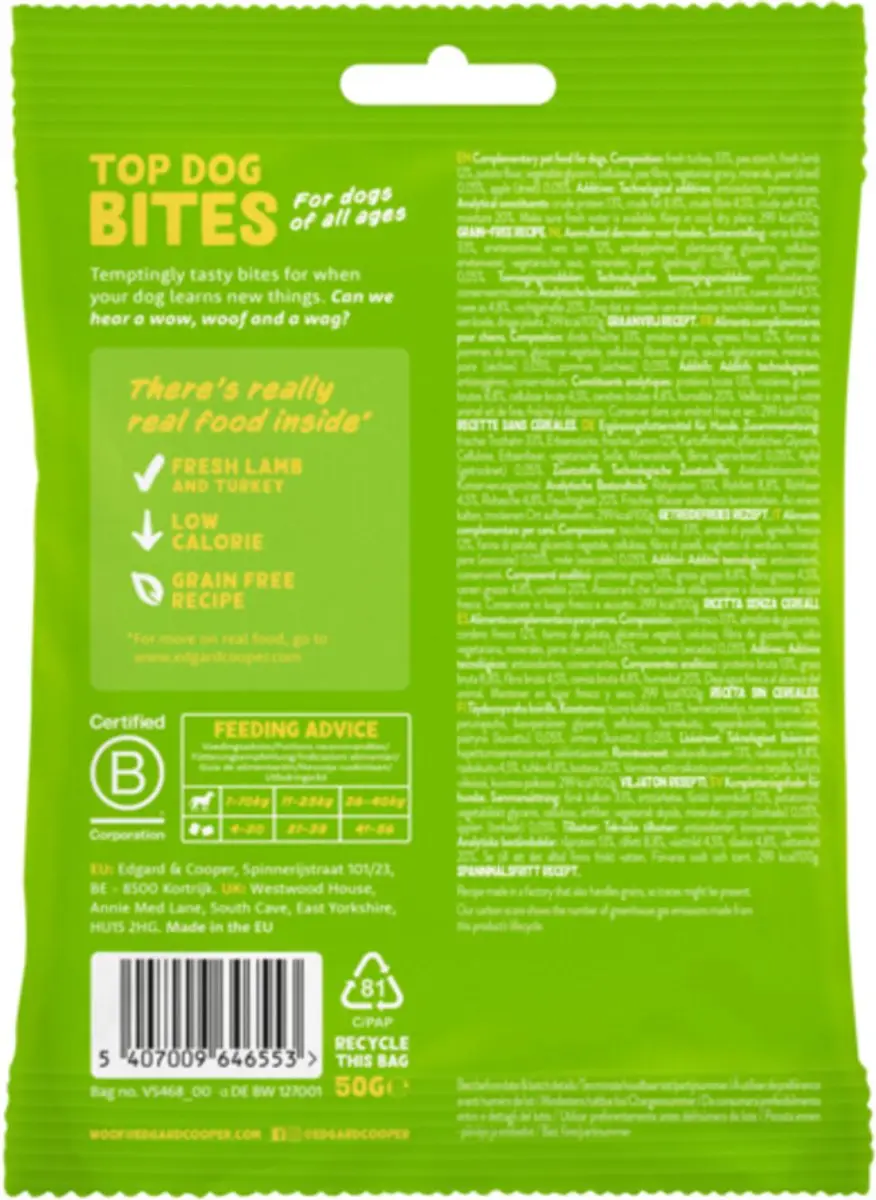 Edgard & Cooper Lam Bites Small Hondensnacks - 4x50g