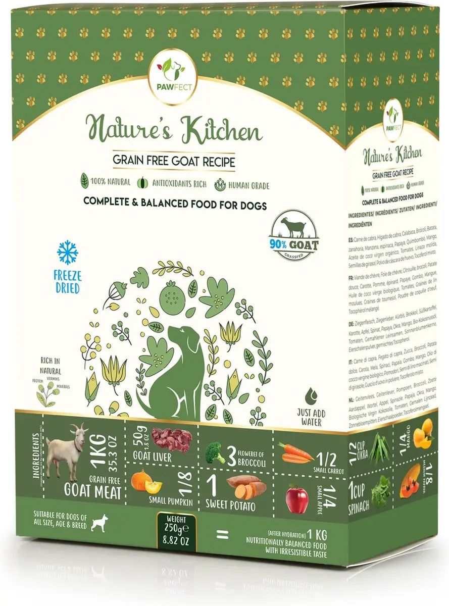250 gr Pawfect freeze dried foods goat recipe hondenvoer