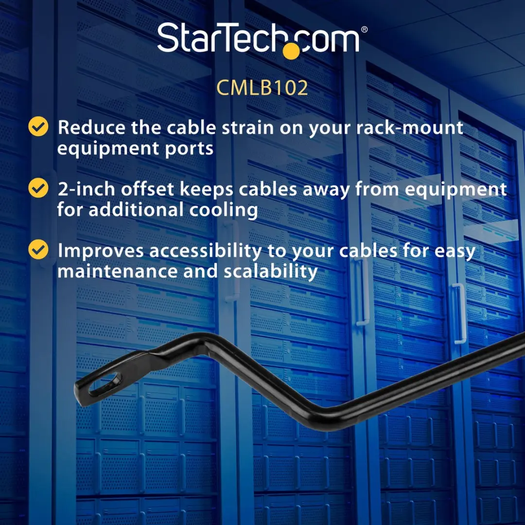 Startech Kabelmanagement Staaf 10 Stuks - 5cm Offset - Zwart - afbeelding 3 van 6