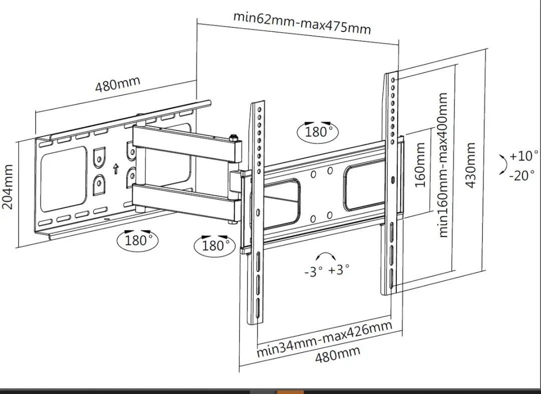Equip 650315 TV Beugel 55" - Zwart - afbeelding 2 van 5