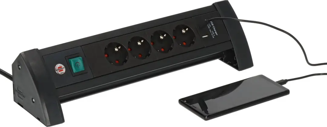 Brennenstuhl Premium Office-Line Stekkerdoos 4x USB - 3680W - 1,8m Kabel - Zwart