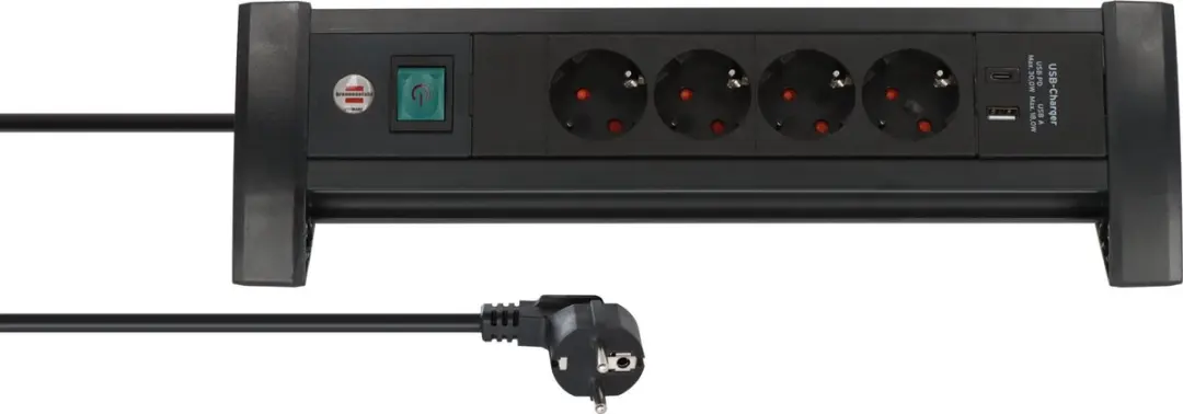 Brennenstuhl Premium Office-Line Stekkerdoos 4x USB - 3680W - 1,8m Kabel - Zwart