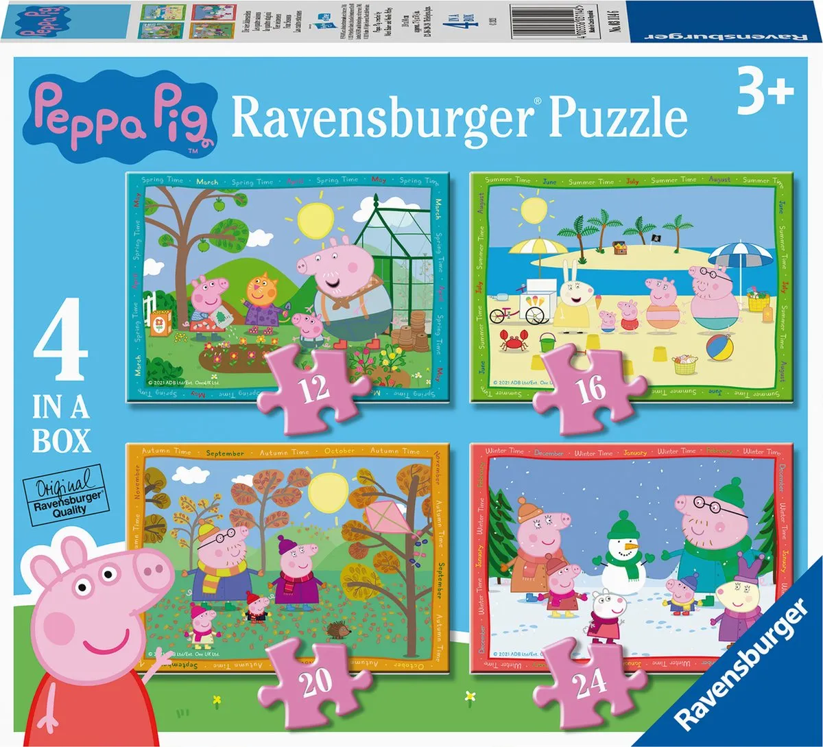 Ravensburger Peppa Pig 4 Seizoenen Puzzels - 12/16/20/24 Stuks