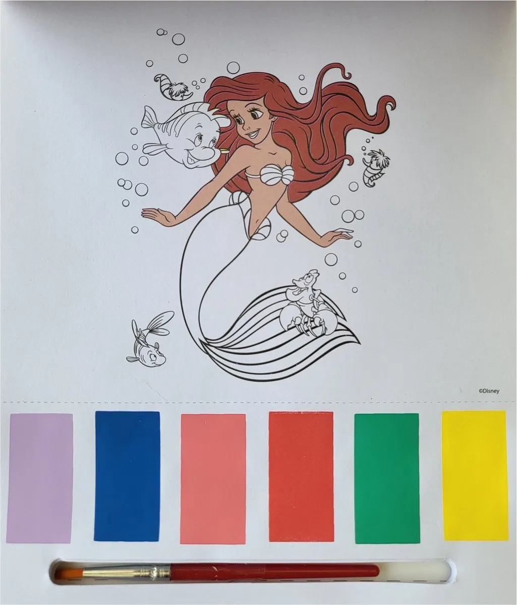 Disney Princess Waterverfboek 20 Pagina's - inclusief verf & kwast