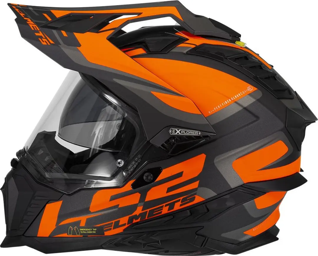 LS2 MX701 Explorer Adventure Helm - L - Zwart/Fluo Oranje