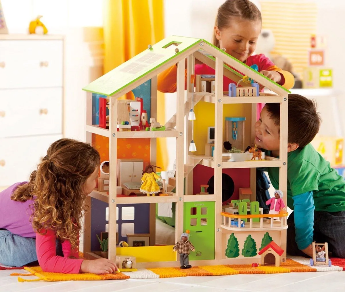Hape All Season House Poppenhuis Geel - 6 Kamers