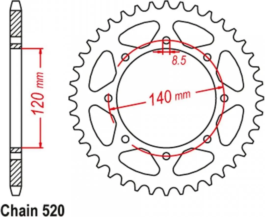 JT Tandwielen voor motor Kawasaki 650 KLR 1990-2011 JTR487.44 / 44dts P520 Al 12