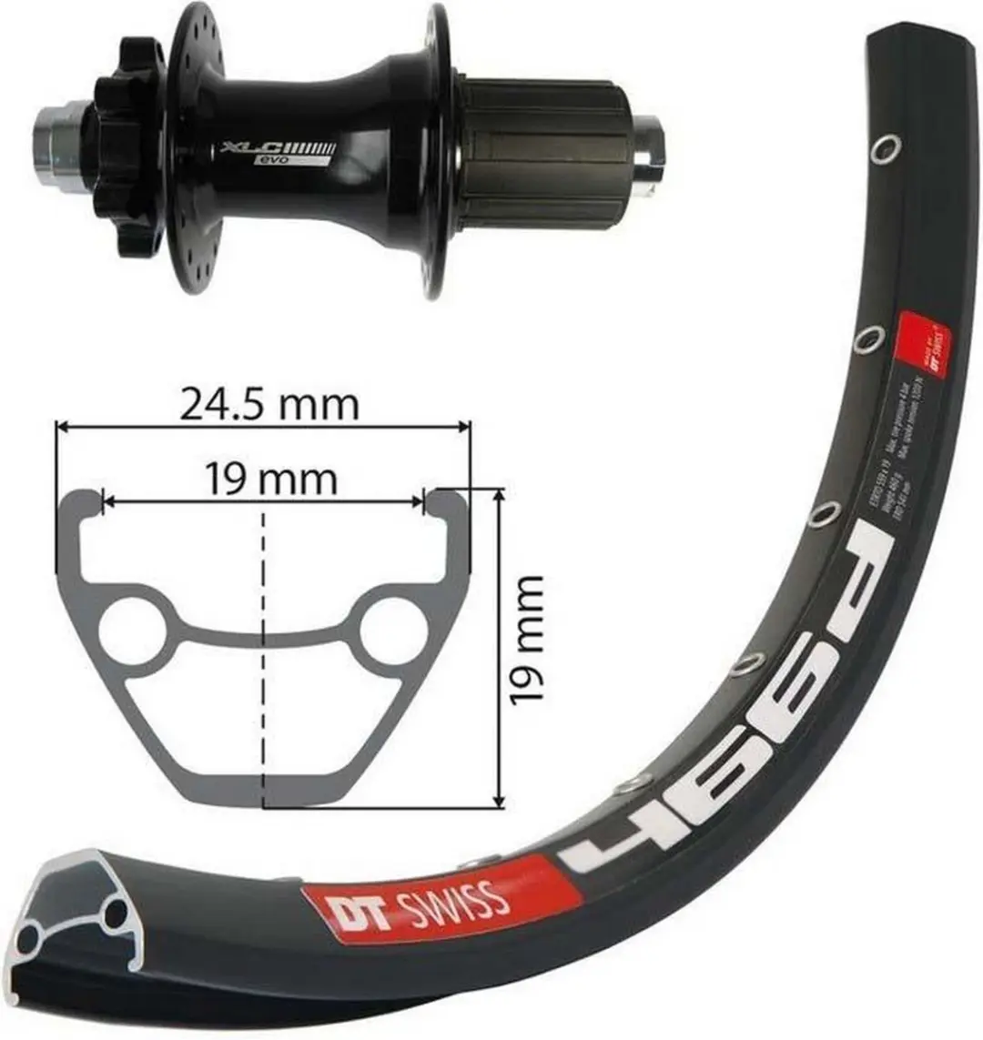 XLC DT Swiss 466D Evo 27.5" Achterwiel - 12x142mm - Zwart