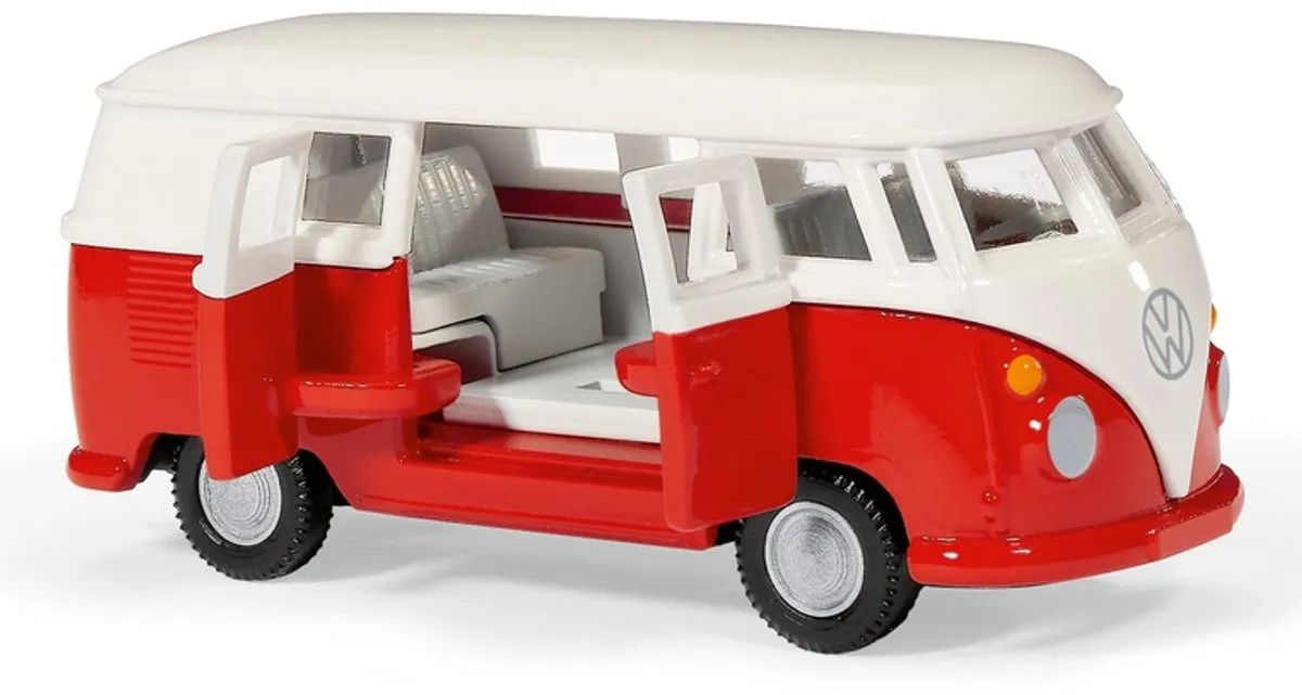 SIKU 2361 VW T1 Bus 1:50 Modelauto - Rood/Wit