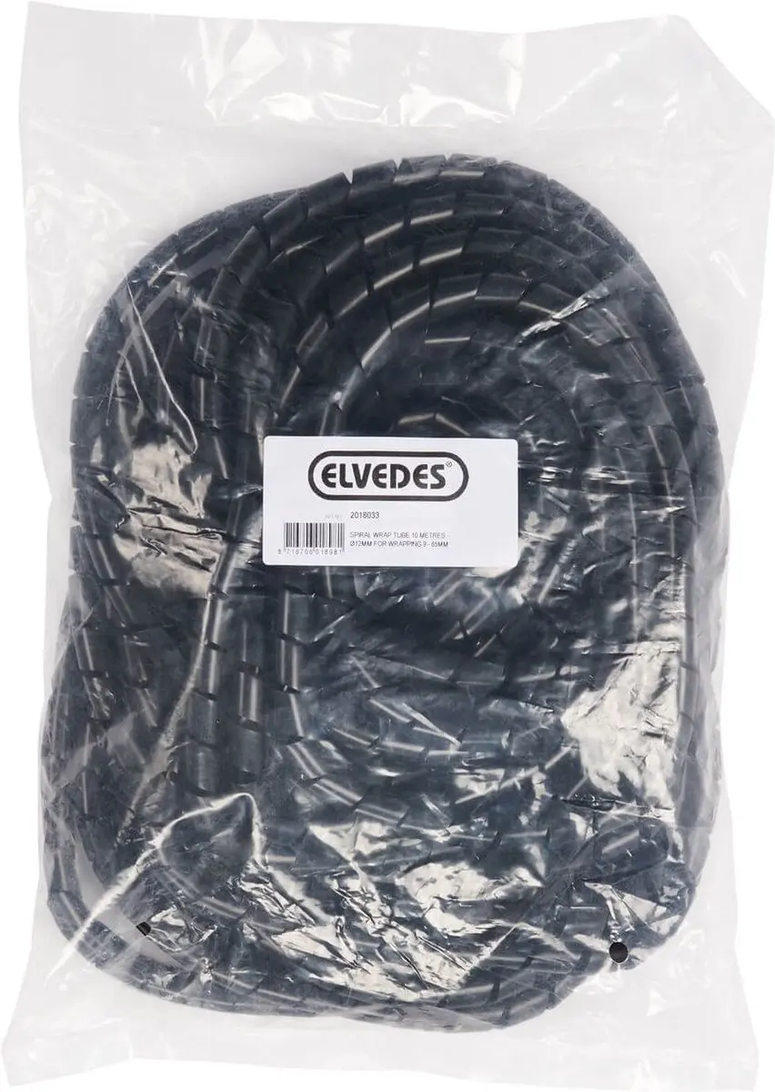 Elvedes Spiraalwikkelslang 12mm 10m - Zwart