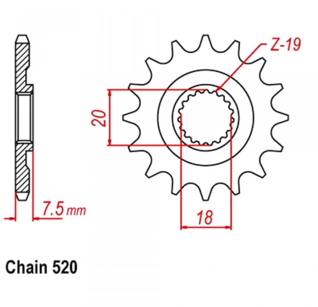Afam Pignon 20206-13 13 Tanden 520 Type 326