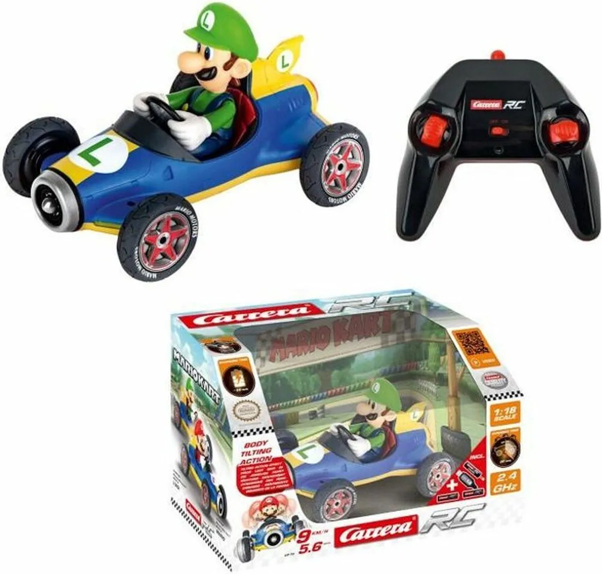 Carrera RC Mario Kart Mach8 Luigi - 1:18 - 2,4GHz - afbeelding 6 van 6