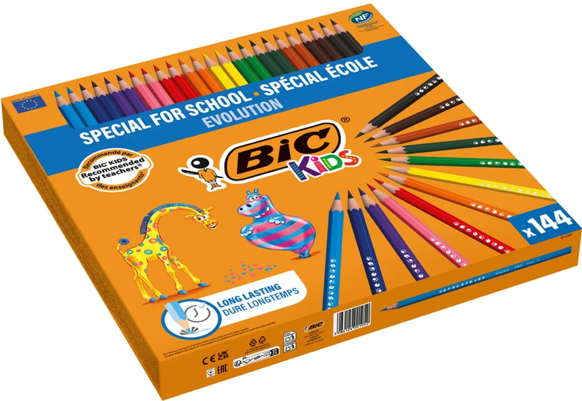 BIC Ecolutions Evolution Kleurpotloden - 144 Stuks Multicolor