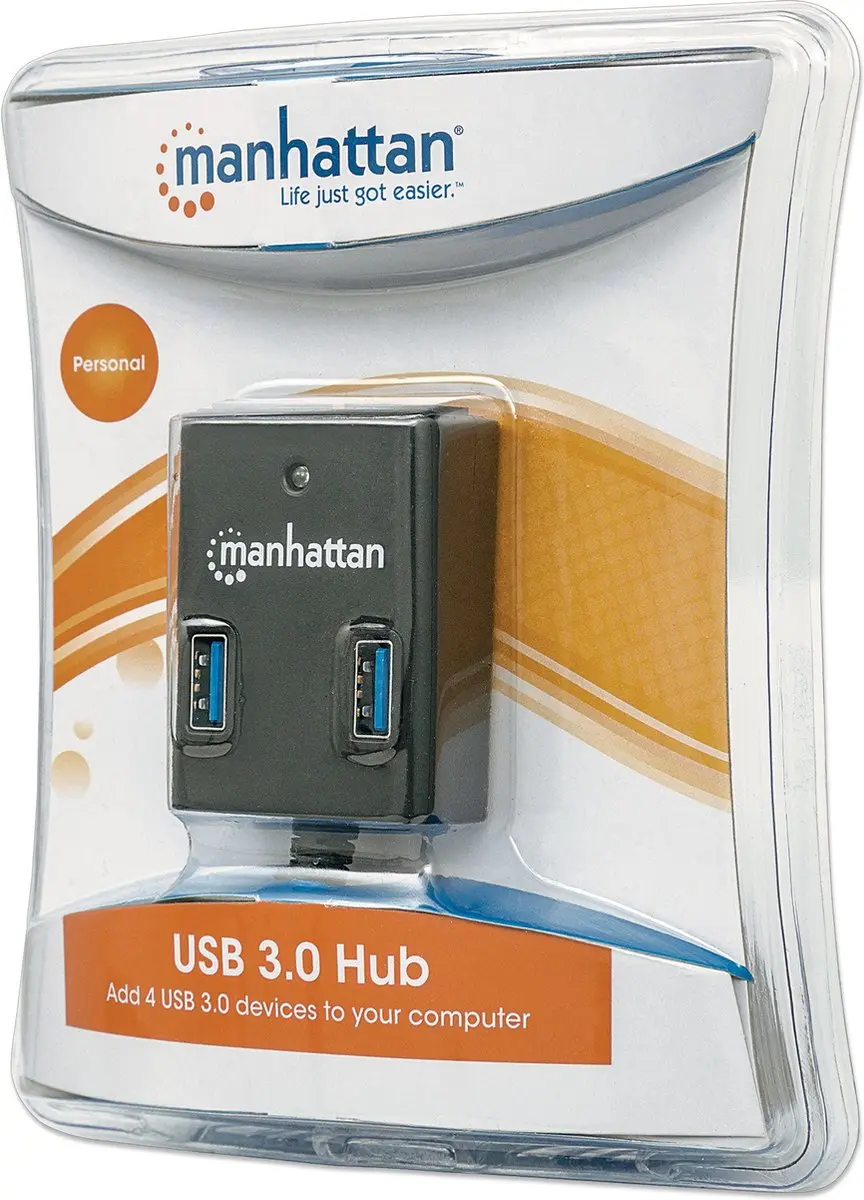Manhattan 162296 USB-hub 4 poorten USB-A USB 3.0 5 GBit/s Zwart