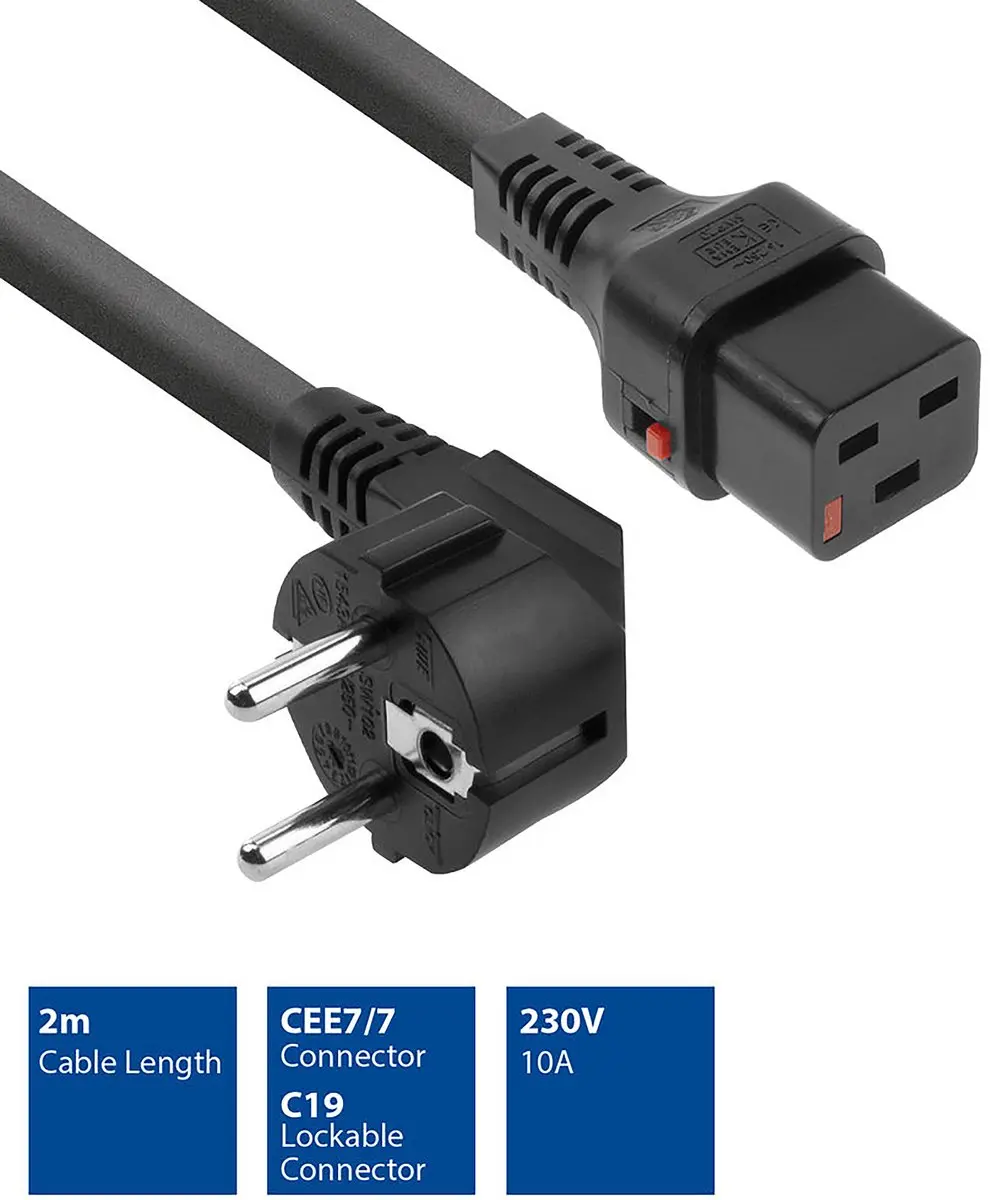 ACT EL262S AK5043 Schuko Netsnoer - 2m - Zwart - afbeelding 2 van 6