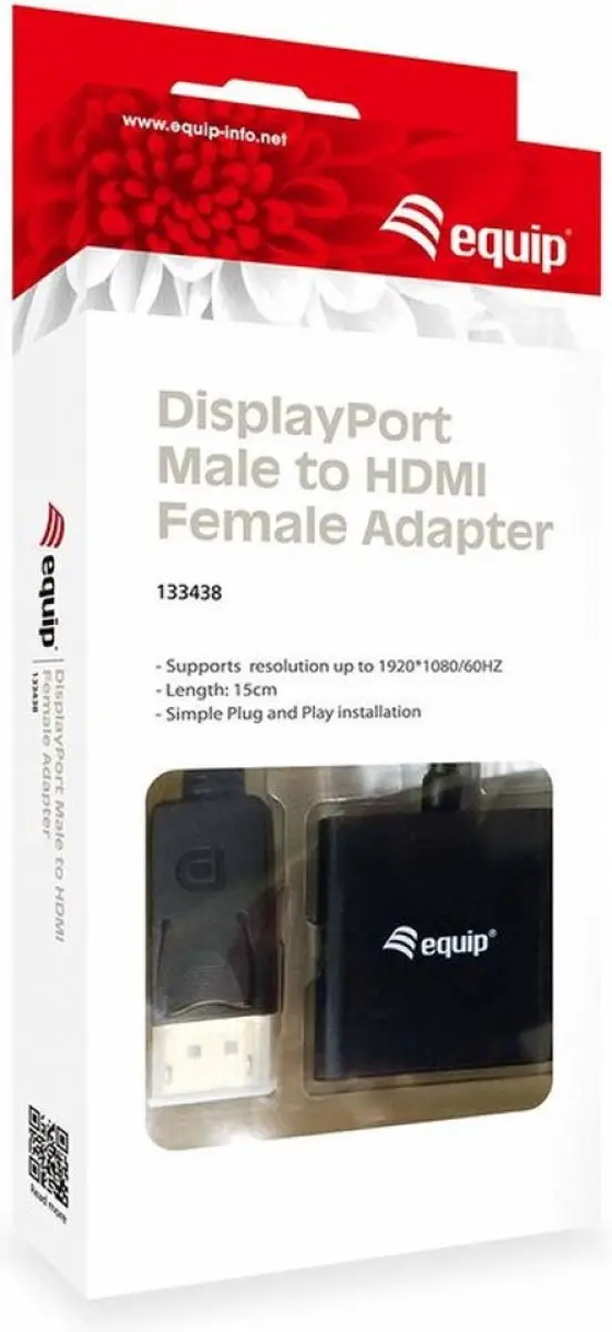 Equip 133438 DisplayPort naar HDMI Adapter - Zwart - afbeelding 2 van 5