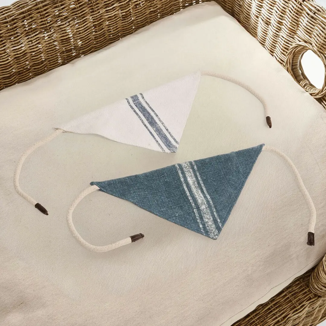 Loberon Pawera Hondensjaal - Set van 2 - Blauw/Crème