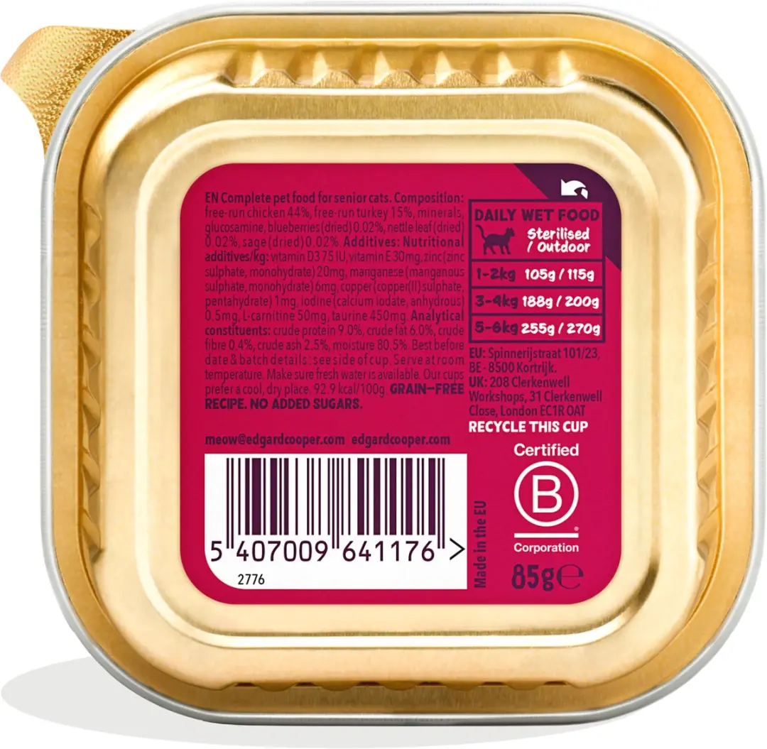 Edgard & Cooper Senior Pate Kip - Kalkoen 85g