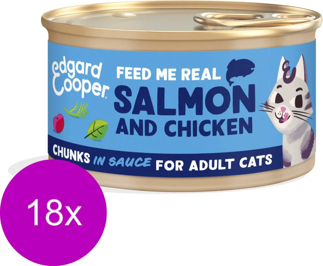 Edgard & Cooper Natvoer Kat Gesteriliseerd/Actief 18x85g Verse Zalm & Kip