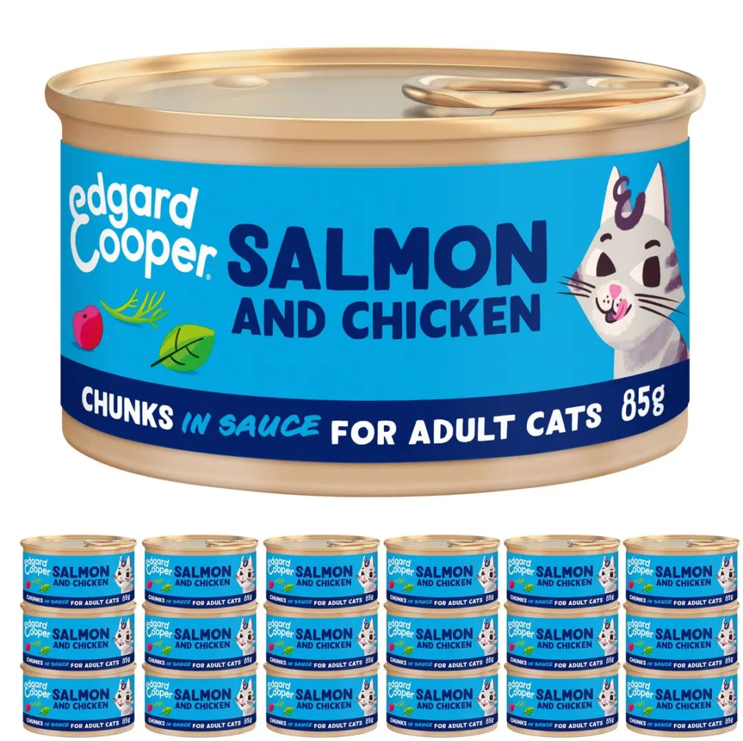 Edgard & Cooper Natvoer Kat Gesteriliseerd/Actief 18x85g Verse Zalm & Kip