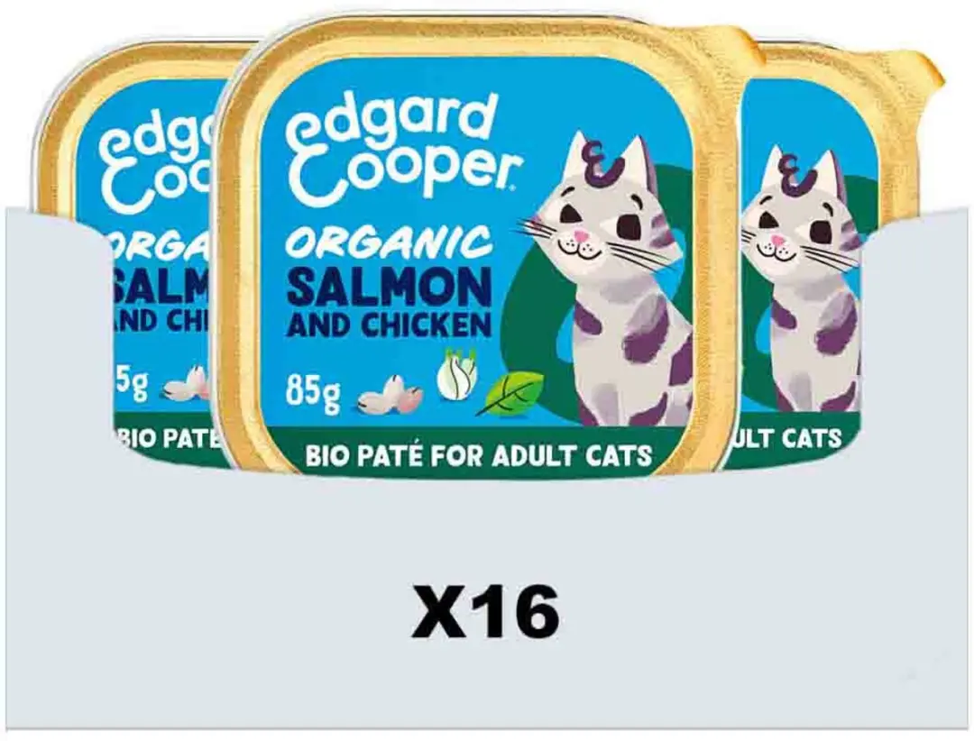 Edgard & Cooper Biologische Natvoer Gesteriliseerde Kat 16x85g - Zalm & Kip - afbeelding 6 van 6