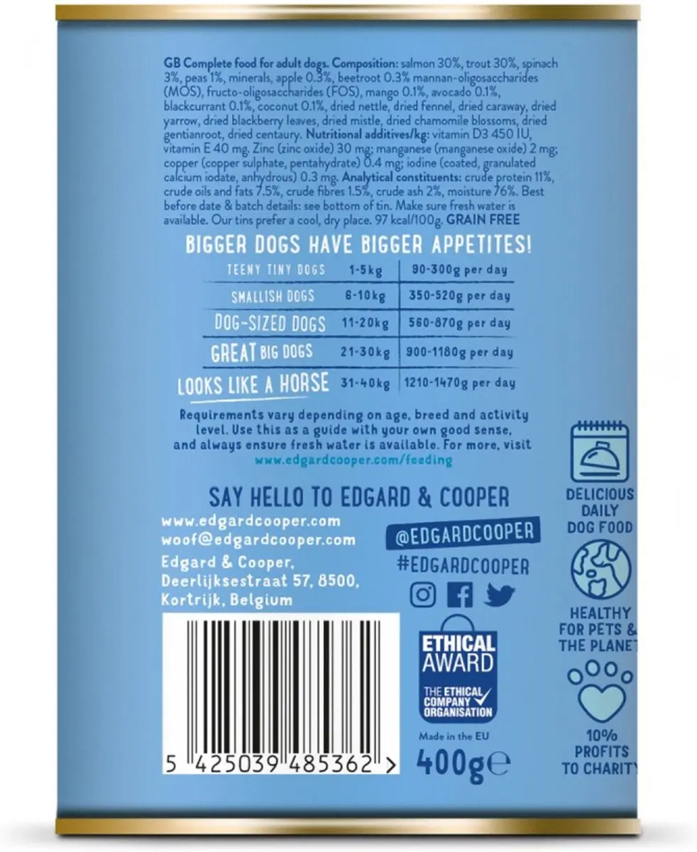 Edgard & Cooper Natvoer Salmon & Turkey 400g