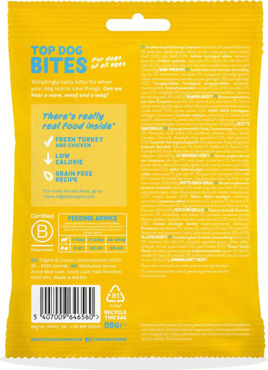 Edgard & Cooper Bites Small Kalkoen 50g