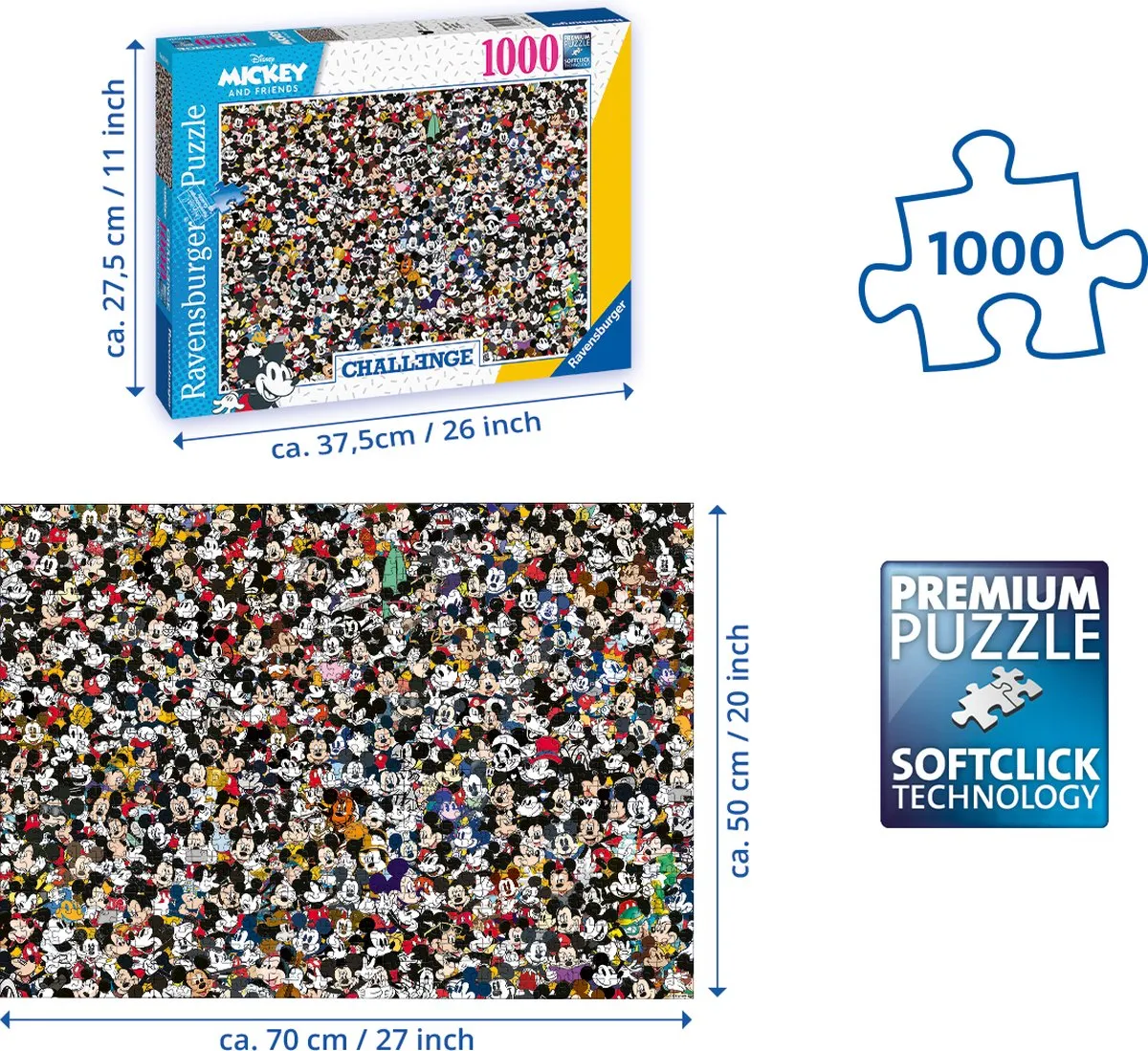 Ravensburger Challenge Mickey Legpuzzel 1000 Stuks - Multicolor