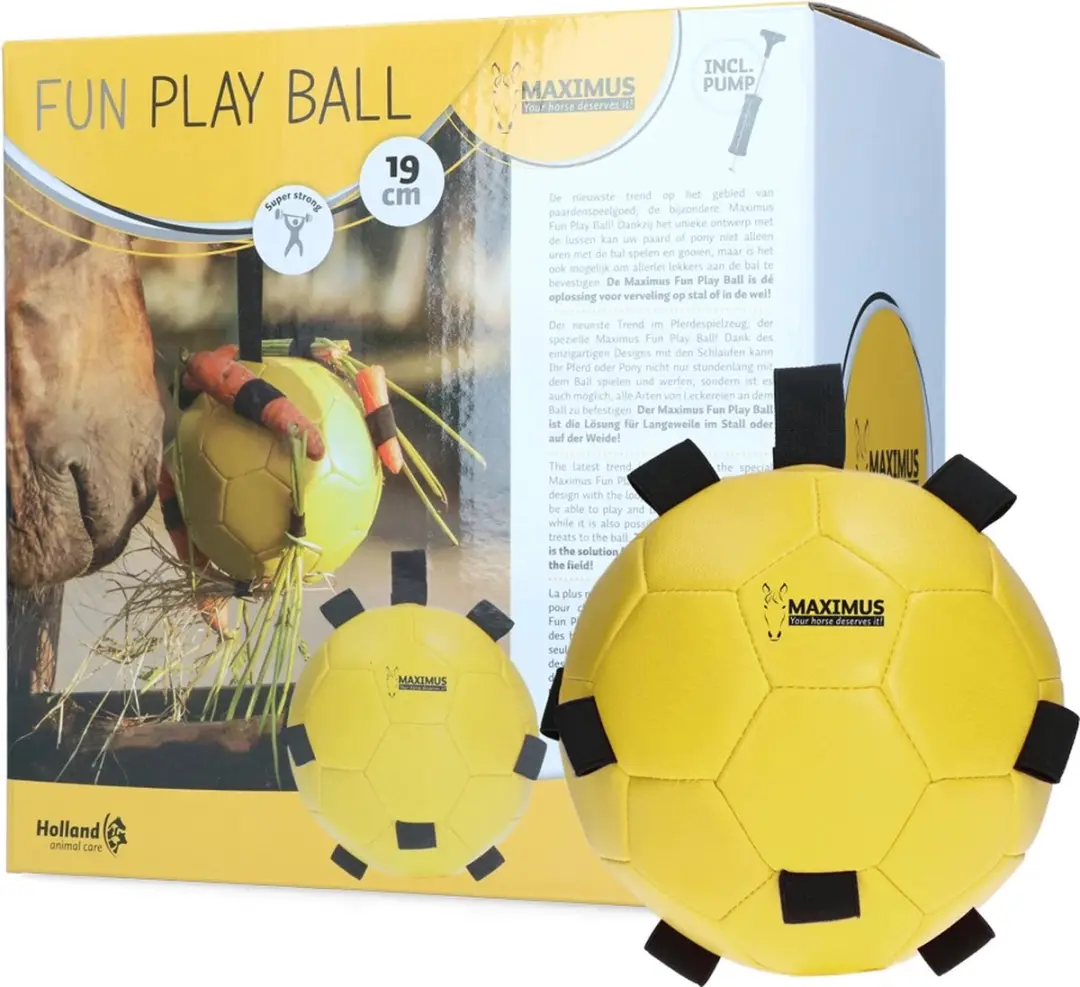 Maximus Fun Play Ball Ø19cm Paardenspeelgoed - Geel - afbeelding 6 van 6
