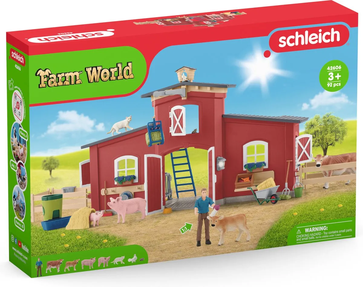 Schleich Farm World Grote Stal 42606 - Rood