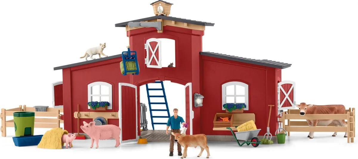 Schleich Farm World Grote Stal 42606 - Rood