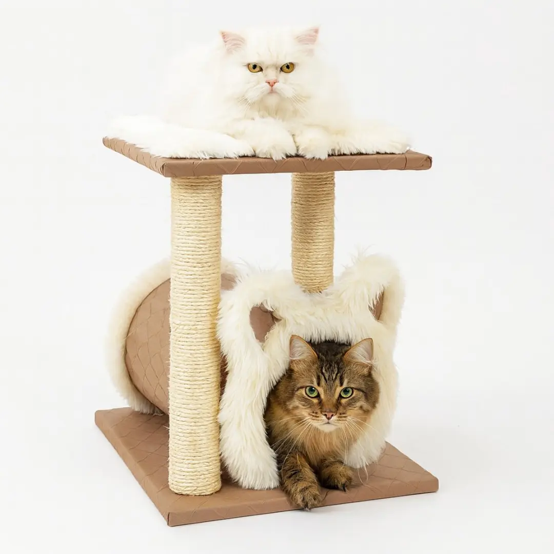 Nobleza Krabpaal met Kattenhuis 40x40x49cm - Beige