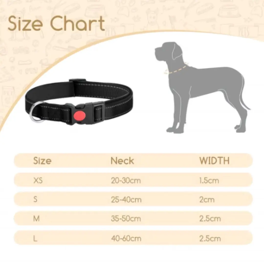 Nobleza Hondenhalsband 40-60cm - Maat L - Zwart
