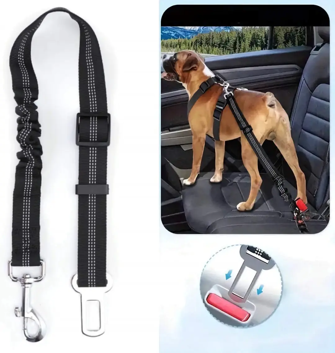 Nobleza Autogordel Hond 50-70cm - Zwart